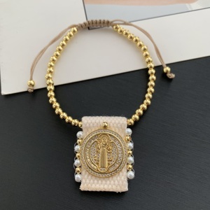 Pulseras con Colgante de Temática Religiosa TK-C269 al por Mayor para Mujer, Pulsera de Concha de Cristal Colorida con Virgen, Pulsera de Cuentas para Festividades - Product Image 4
