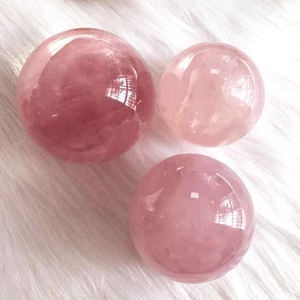 Grande sfera di cristallo rosa rosa di quarzo di roccia naturale Feng Shui sfera lucidata per la decorazione d'interni - Product Image 5