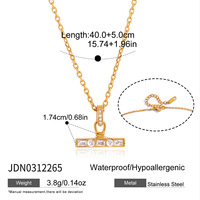 Collares con Colgante de Barra en T y Pendientes de Aro de Acero Inoxidable con Baño de Oro de 18K que No se Deslustra, con Circonita Cúbica, para un Estilo Diario Minimalista