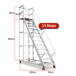 Vua toàn cầu kho leo xe di động nền tảng thang với bánh xe kệ kho siêu thị kiểm đếm nhặt Phân thang - Product Image 2