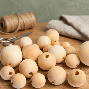 Perles artisanales en bois de hêtre 8/14/15/16/30 mm, finition naturelle, pour bijoux, décoration DIY, vente en gros, logo personnalisé - Product Image 3