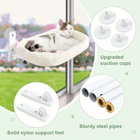Perchoir de fenêtre pour chat d'intérieur sans fil Hamac pour chat Grand 4 ventouses et cadre en métal solide Lits de fenêtre pliables pour siège de chat
