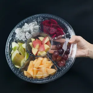 Ronde Wegwerp Clear Plastic Fruitschaal Trays Helder Fruitschaal Voor Gesneden Verse Fruit Levering Tray Met Deksel