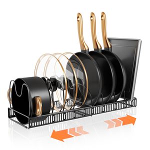 Metal <b>Pots</b> and Pans Organizer Durable Expandable Kitchen Cabinet Organizer <b>Pots</b> and Pans Storage Holder - Product Image 1
