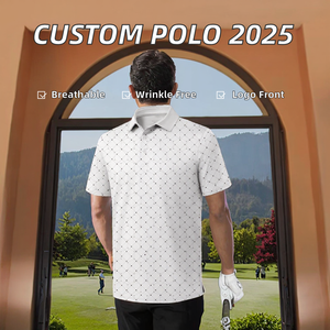 Tejido de punto teñido con hilo antiarrugas personalizado 2025 para camisetas, patrón sólido, venta al por mayor, manga corta, para camisa de golf para hombre - Product Image 2