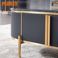 Puruo salon utiliser luxe moderne MDF bois fait armoire Table basse or pieds en acier inoxydable Table rectangulaire nordique
