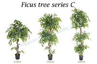 Bossion Vente en gros de petites plantes artificielles en plastique, faux ficus en pot, vertes, décoratives, arbre artificiel