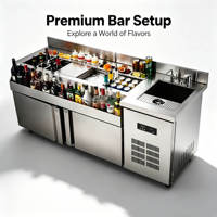 Bar à cocktails moderne entièrement fonctionnel en acier inoxydable avec congélateur-réfrigérateur intégré