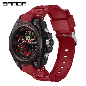 Sanda 418 Sports Multifunctional <b>Digital</b> <b>Watch</b>, Luminous <b>Waterproof</b> Slim Square Student Electronic <b>Watch</b> - Product Image 1