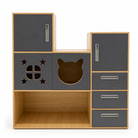 Armoire multifonctionnelle pour chat avec enclos pour litière, 3 tiroirs et maisonnette pour chat |   Bois multicouche 120x40x120cm