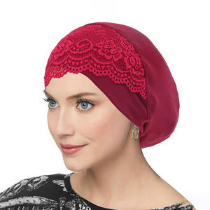 Warut all'ingrosso donna musulmana <span class=keywords><strong>fronte</strong></span> croce underfoard con pizzo elastico Jersey elasticizzato Undercap turbine Hijab berretti interni - Product Image 5
