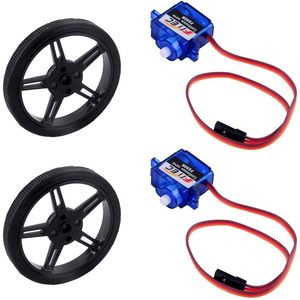 เซอร์โวมอเตอร์หมุนต่อเนื่องขนาดเล็ก DiyMalls Fs90r 360 องศา พร้อมล้อและยาง สำหรับ Arduino Microbit รถสมาร์ทคาร์ หุ่นยนต์ - Product Image 1