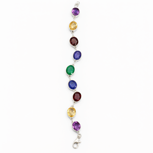 Pulsera de piedras múltiples en plata 925 - Amatista, Citrino, Granate, Tanzanita y Esmeralda - Joyería de piedras preciosas - Product Image 2