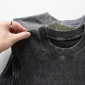 Chaleco sin Mangas de Punto Transpirable con Efecto Desgastado Retro para Hombre, 230g, Ropa Deportiva de Algodón Puro - Product Image 1