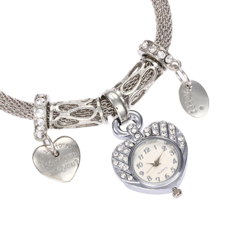2023 230814-C-Wish Diamond Women's Bracelet Gold Silver Heart Quartz  Women's Alloy Bracelet Watch