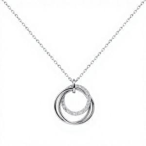 Fine Jewelry 925 Sterling Silver Rose Gold Plated Women's Chokers Necklace Zircon Fashion Geometric Circular Pendant - Product Image 2