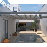 Auvent de Patio pliable motorisé, toit rétractable avec ombrage en Pergola