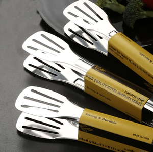 Pince à steak en acier inoxydable 304 SUS 304 pour buffet de luxe, ustensile de service alimentaire, pince à pain à fentes, 7/9/12/14 pouces - Product Image 1