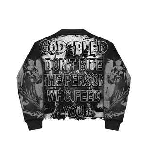 เสื้อยืดคอกลมผู้ชาย ผ้าฝ้าย 100% พิมพ์ลายฮิปฮอป แขนยาว ผ้าวาฟเฟิล แต่งคริสตัล ล้างสีแบบแอซิด ทรงโอเวอร์ไซส์ ชายเสื้อขาดแบบดิสเทรส ทรงบ็อกซี่ - Product Image 5