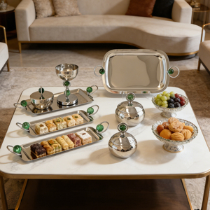 Ramadan Wedding Luxury Stainless Steel Reusable Eco-Friendly Decorations Tray <strong>Set</strong> Charger Plates <strong>Cake</strong> <strong>Stand</strong> Serving Trays - Product Image 4