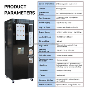 Distributeur automatique de café commercial en libre-service avec système de distribution automatique des couvercles, doseur de sucre réglable, écran tactile 27 pouces, 80C - Product Image 2