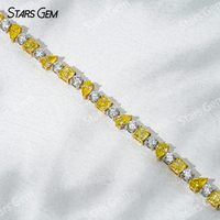 Pulsera de Oro Blanco de 18K con Baño de Rodio y Diamante Amarillo Cultivado en Laboratorio de Corte Pera de 8.96ct 3.3*5.3mm, Unisex, de Lujo, Starsgem