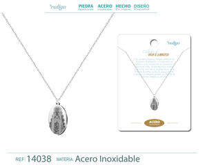 Collana Religiosa Stile Vintage con Pendenti della Vergine Rocio e dei Santi, Catena Placcata Argento, Design Geometrico, Idea Regalo - Product Image 6