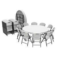 Table ronde pliable en plastique de 180 cm (72 pouces) pour événements, usage commercial, extérieur, hôtel, salle, église, salle à manger, banquet, robuste et solide