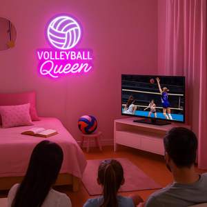 Letrero Luminoso LED de Neón con Diseño de Reina del Voleibol, Decoración de Pared, Alimentación por USB, Regulable, Letrero Rosa de Voleibol para Dormitorio de Adolescentes - Product Image 5