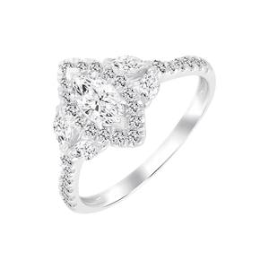 SGARIT 925 <b>Silver</b> Marquise Cut <b>Ring</b> <b>With</b> Double Halo Round Diamonds Pear Side <b>Stones</b> And Pave Band For Women - Product Image 2