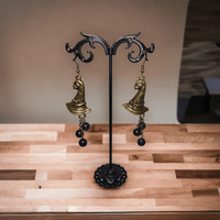 Boucles d'oreilles pendantes style gothique victorien en bronze, chapeau de sorcière, perles de cristal, nuit étoilée, bijoux gothiques pour femme