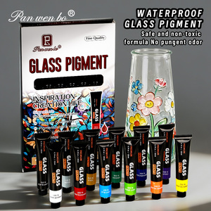 Panwenbo - Juego de <span class=keywords><strong>Pintura</strong></span> para Vidrio de 12 Colores/22 ml, <span class=keywords><strong>Pintura</strong></span> Profesional para Manualidades, No Tóxica, Resistente al Agua - Product Image 4