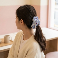 Barrette à cheveux personnalisable en polyester, couleur unie, avec nœud ondulé et dentelle, style élégant pour fête