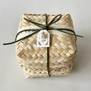 هدية زفاف صغيرة صندوق خيزران مع ديكور بعقدة فراشية صغيرة تشكيله للمهرجان صندوق حلوى تذكارية فكرة هدية المهرجان - Product Image 5