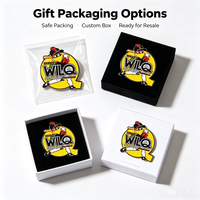 Lot de badges en émail personnalisés en forme de mascotte de dessin animé, avec boîte cadeau, logo personnalisé, décoration d'uniforme, insigne métallique pour cadeaux d'entreprise