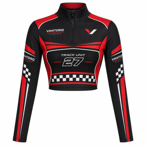 Haut court zippé pour femme, manches longues, en tissu extensible, personnalisé, sublimation intégrale, pour le sport automobile - Product Image 3