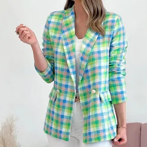 Bán Buôn Tùy Chỉnh Châu Âu Và Hoa Kỳ Mới Mùa Thu Và Mùa Đông Sọc In Dài Tay Túi Blazer Nữ