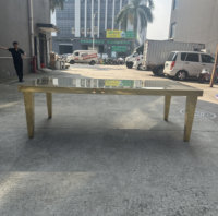 Table de salle à manger rectangulaire de luxe avec cadre doré, en acier inoxydable, idéale pour mariages, banquets et événements hôteliers – Vente directe usine