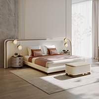 Ensemble de meubles de chambre d'hôtel en gros, lit double king size, tissu luxueux, lits capitonnés de luxe