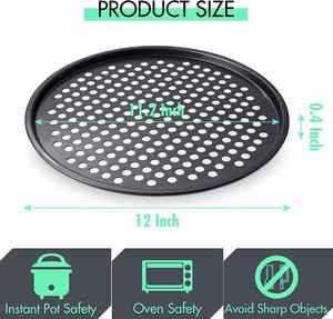 Perforated Round <b>Baking</b> <b>Tray</b> Carbon Steel Non-Stick Eco-Friendly Durable Pizza Crisper Pan - Product Image 2