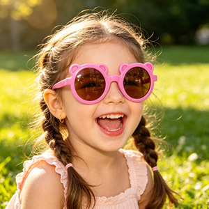 Nuovi Arrivi 2026: Occhiali da Sole Leggeri con Montatura Piccola, Set con Fascia per Capelli a Griglia Colorata e Girasole, Design Cartoonesco per Bambini, Protezione UV400 - Product Image 2