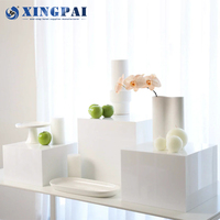 XINGPAI Fournitures Hôtelières Présentoirs Buffet Rectangulaires en Acrylique Blanc pour Aliments