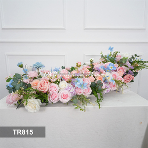 DKB Artificial <b>Flower</b> Factory Customized <b>Flower</b> Runner Wedding Aisle <b>Flower</b> Artificial White <b>Flower</b> Runner - Product Image 3