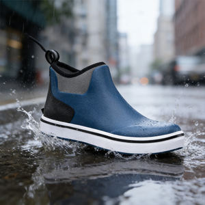 Bottes de pont bleues pour hommes, imperméables, chaussures de pont de pêche, bottes en caoutchouc antidérapantes pour la navigation de plaisance, la voile, l'extérieur - Product Image 1