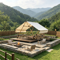 Tente Safari 3x3m en Toile de Coton Oxford avec Matériaux PVC/PVDF, Ouverture Rapide Quatre Saisons, Portable, Une Chambre Droite pour 2 Personnes