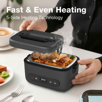 Lonchera Eléctrica Portátil Inalámbrica con Batería Integrada de 12000 mAh, Bento de 5 Compartimentos, Potencia de 80 W, Calentamiento sin Agua para Viajes y Hogar