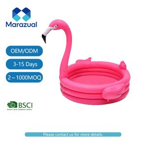Piscine gonflable flamant rose pour enfants, piscine gonflable à trois anneaux pour bébés, pour jouer à la maison, en intérieur et en extérieur - Product Image 1