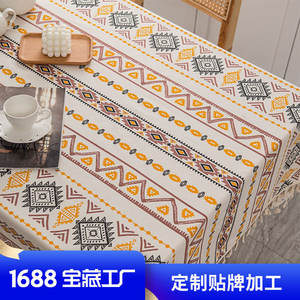 Bohemian Style Cotton Linen Rectangular <b>Tablecloth</b> Waterproof For Hotel Use Custom OEM Wholesale - Product Image 2