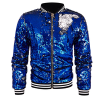Veste à col montant en sequins pour homme, veste décontractée à côtes réversible pour l'automne et l'hiver