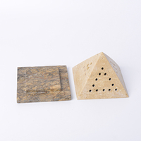 Großhandel Stein Wohnkultur Travertin Dekor Bakhoor Pyramide Form Brenner Beige Stein Weihrauch brenner Bakhoor